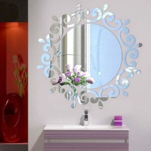 Flower Vine Dressing Up Art Vinyl Mirror- Silver