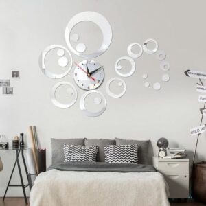Silver Removable Circle Combination Wall Clock Sticker