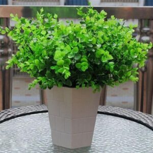 1Pc Artificial Fake Plastic Eucalyptus Leaves Plant- Green